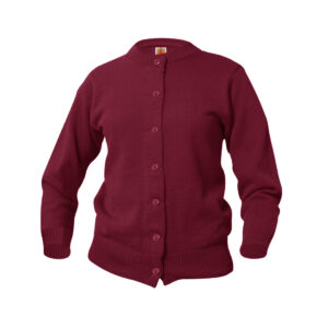 SJS Maroon Girls Crew Neck Cardigan