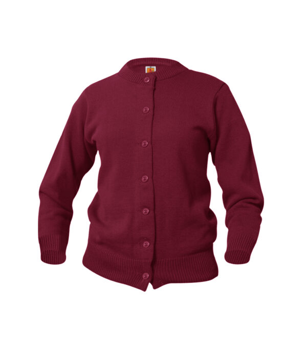 SJS Maroon Girls Crew Neck Cardigan