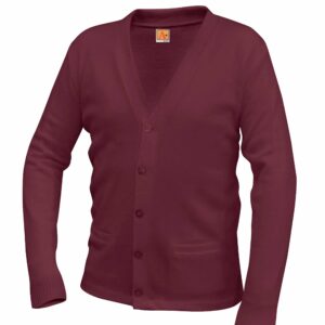 SJS Maroon V-Neck Cardigan w/Pockets