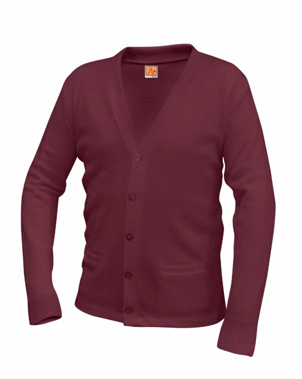 SJS Maroon V-Neck Cardigan w/Pockets