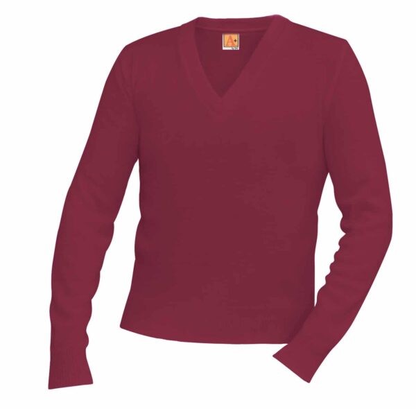 Maroon V-Neck Pullover Sweater