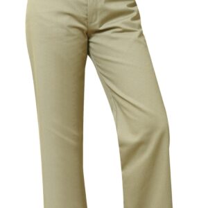 QCA Girls Khaki Mid-Rise Flat Front Pants