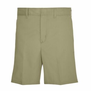 Khaki Blue Plain Front Shorts