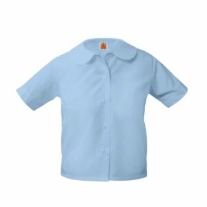 Blouse Blue Peter Pan Collar Short Sleeve