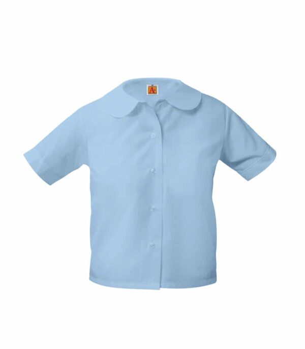 Blouse Blue Peter Pan Collar Short Sleeve