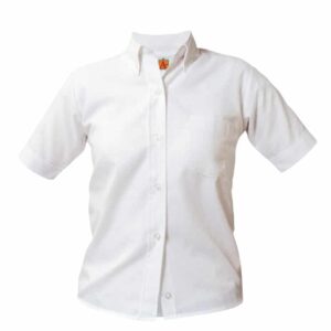 SJS/STA White Oxford Pointed Collar Blouse Short Sleeve